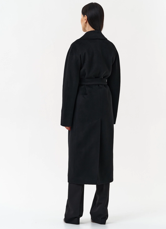 фото Длинное женское пальто с английским воротником модель № 21307