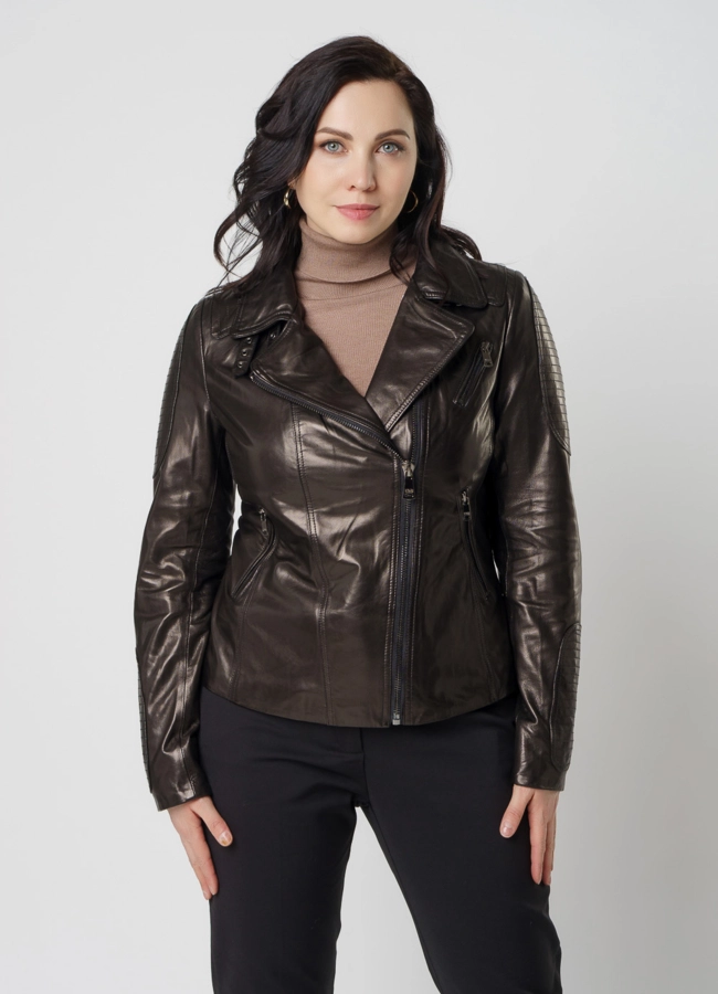 Кожаная куртка - косуха модель № 10634 универмаг малина