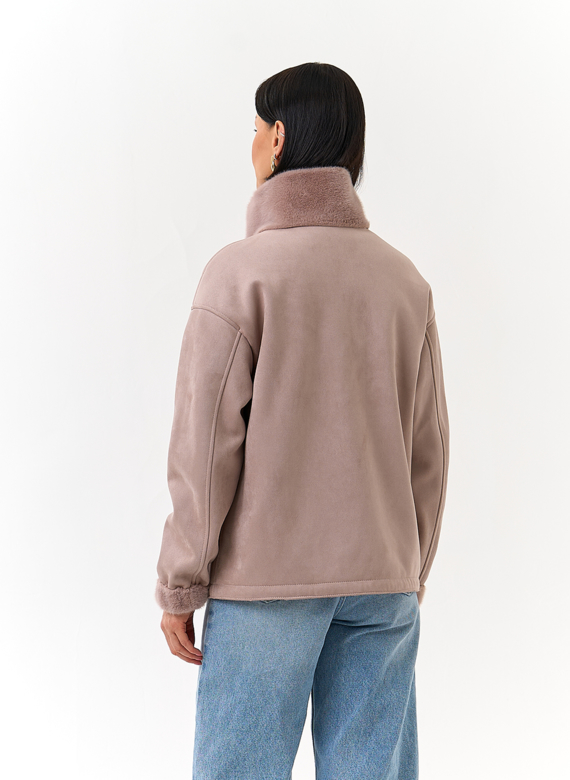 Женская двухсторонняя дубленка из эко замши