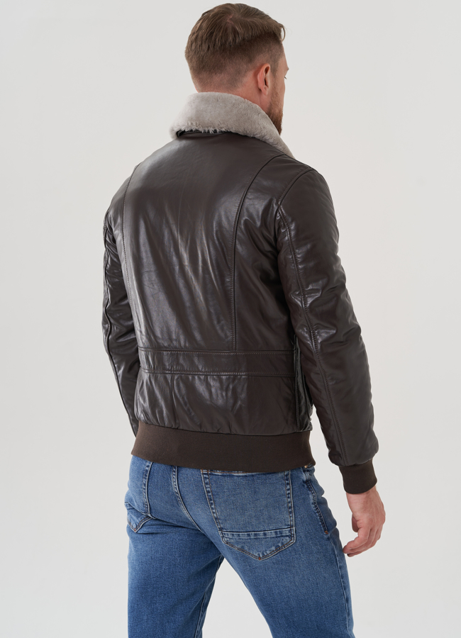 Мужская куртка из натуральной кожи  модель № 81840 универмаг малина