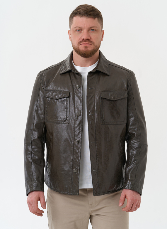 Мужская куртка "рубашка" из натуральной кожи