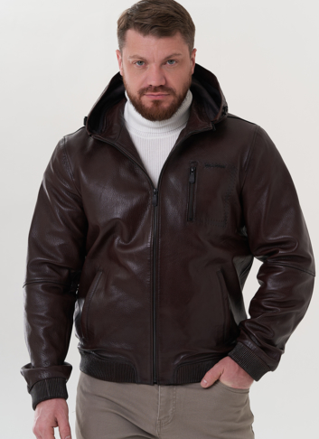 Куртка с капюшоном из натуральной кожи