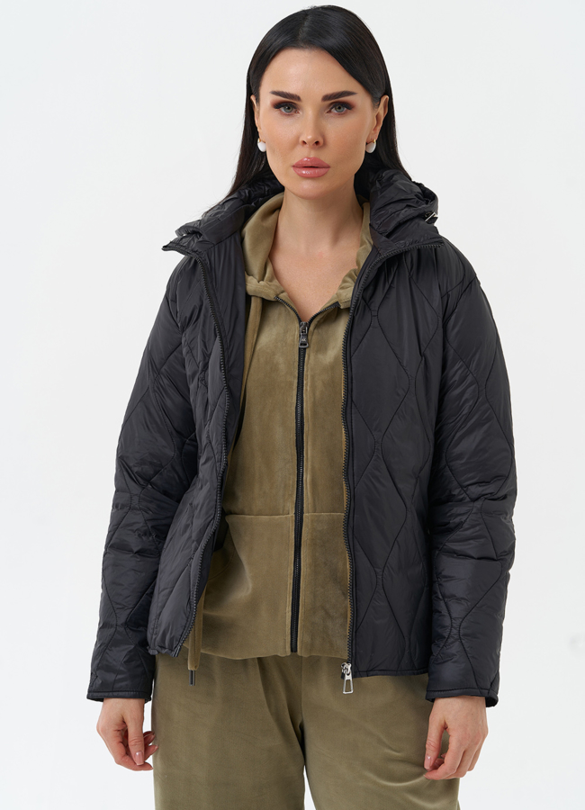 Женская стеганая куртка модель № 28282 меха малина