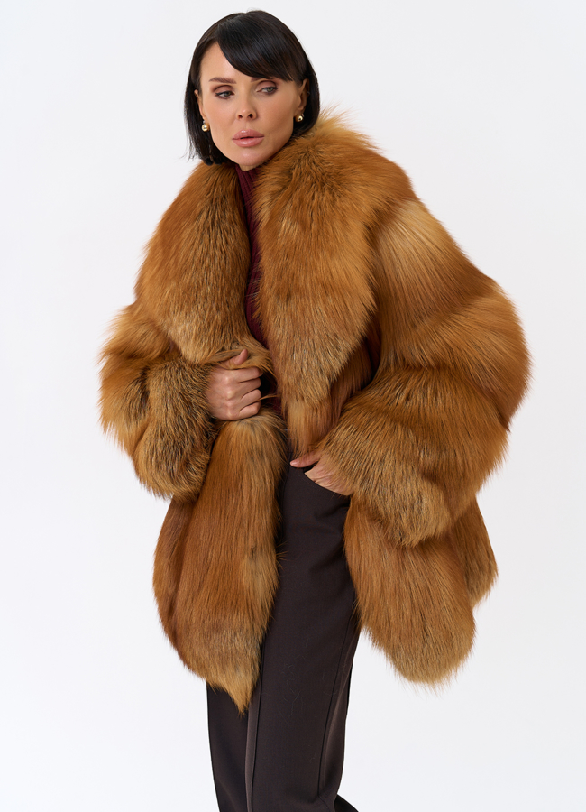 Шуба из рыжей лисы модель № 32010 универмаг малина