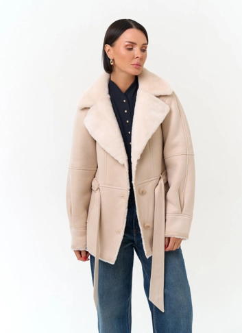 Женская дубленка из эко замши