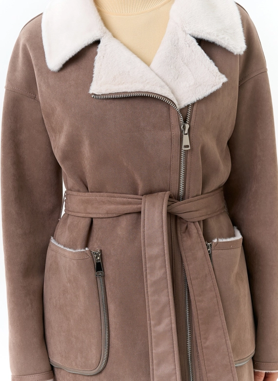 Женская дубленка из эко замши