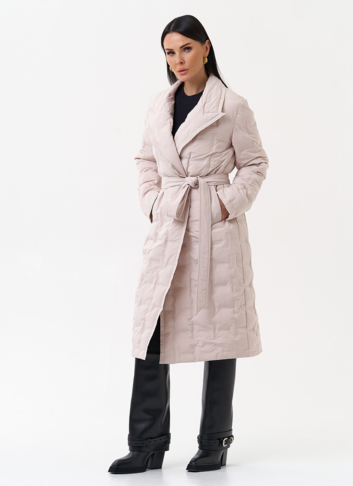 Женское утепленное пальто с английским воротником