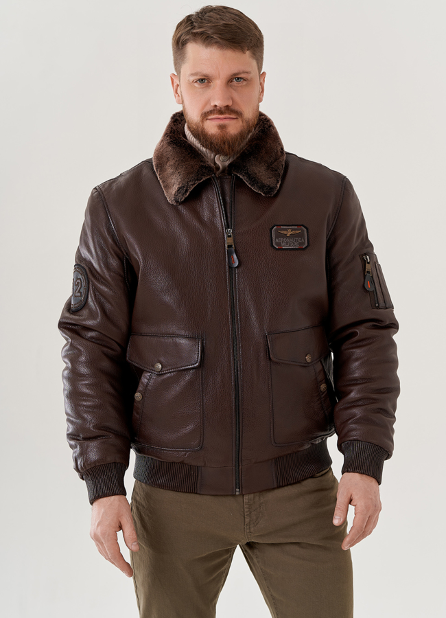 Мужская дубленка   модель № 79289 меха малина