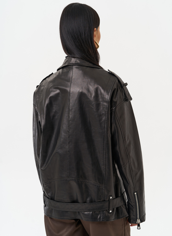 Удлиненная кожаная куртка-косуха