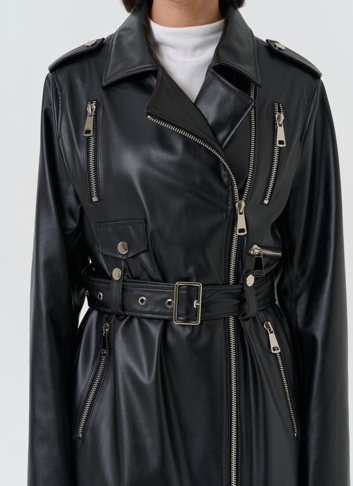 Женский длинный плащ из эко кожи 