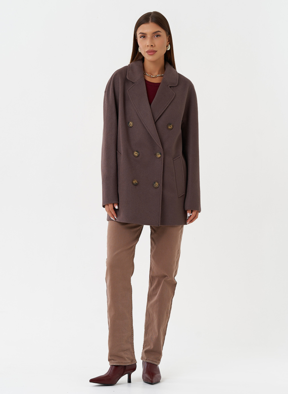 Укороченное двубортное пальто