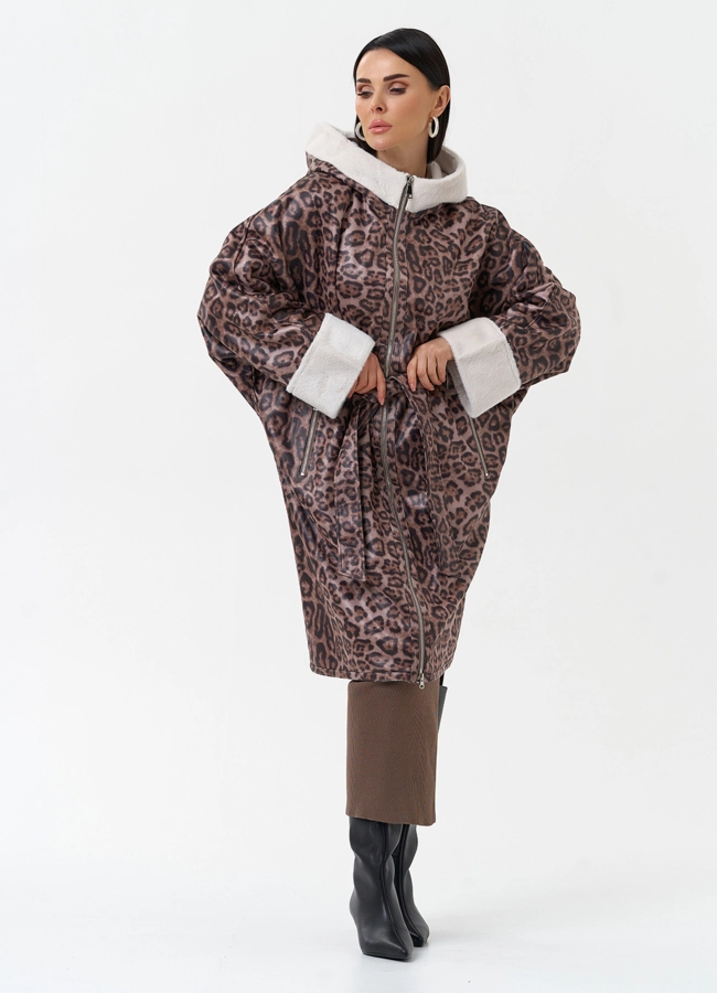 Женская дубленка из эко замши с поясом модель № 30203 универмаг малина