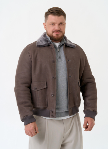 Мужская натуральная дубленка бомбер