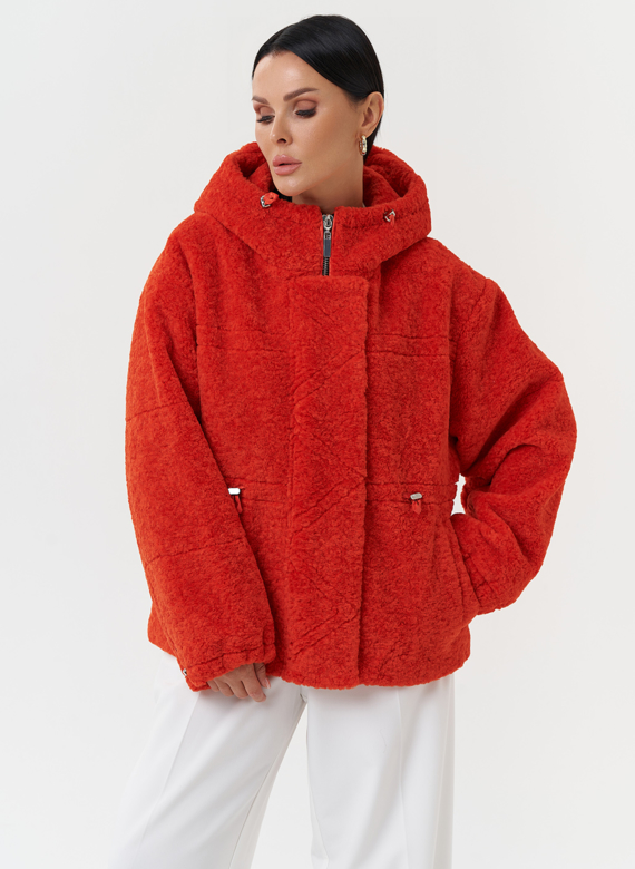 Куртка из эко меха с капюшоном