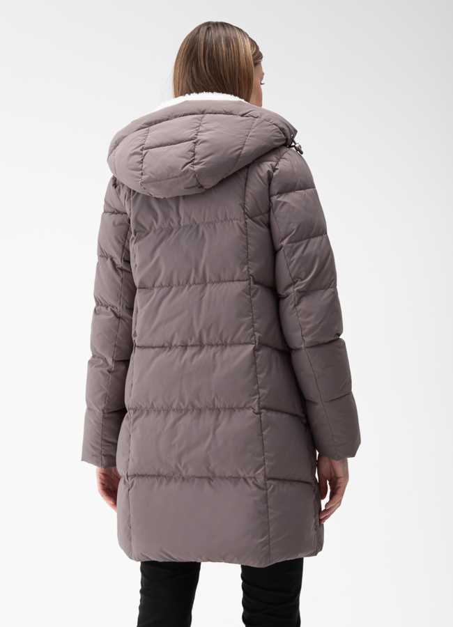 Комбинированный женский пуховик с капюшоном модель № 28877 в рассрочку