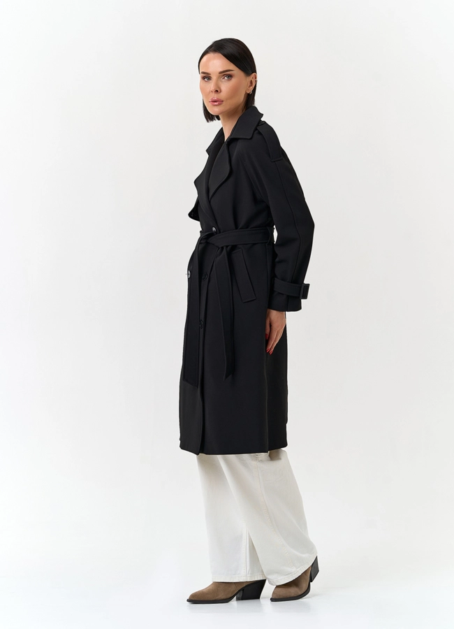 Женский плащ черного цвета модель № 33097 универмаг малина