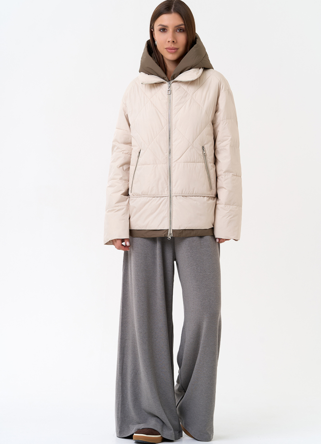 Женская куртка с контрастным капюшоном модель № 31393 универмаг малина