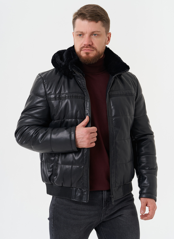 Утепленная куртка из эко кожи