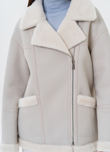 Женская эко дубленка с эко мехом