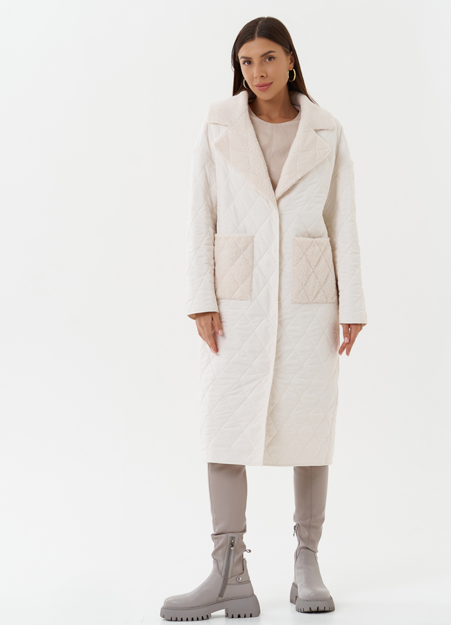 Двустороннее демисезонное пальто с экомехом модель № К28105 универмаг малина