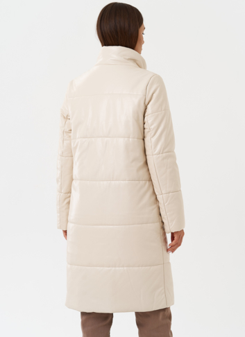 Пуховик из эко кожи на био пухе