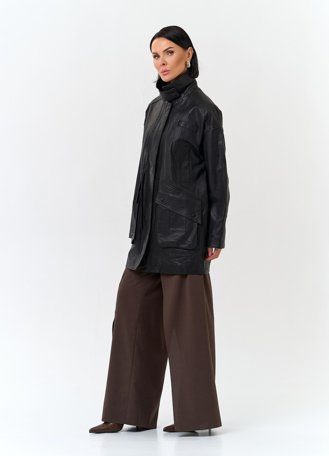 Женская удлиненная куртка из натуральной кожи модель № 32759 универмаг малина