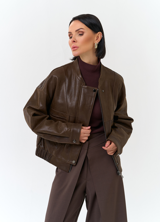 Женская куртка бомбер из натуральной кожи модель № 32749 универмаг малина