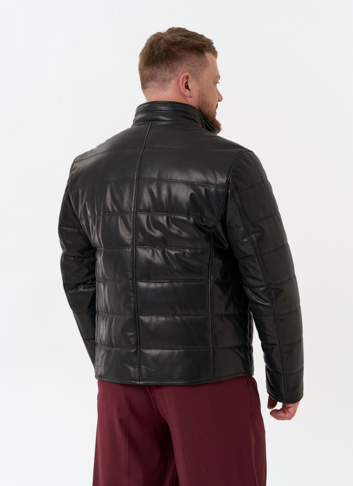 Мужская куртка из натуральной кожи с воротником стойкой