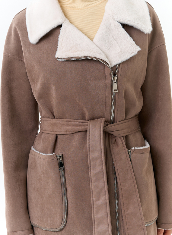 Женская дубленка из эко замши