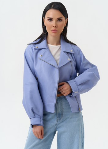 Куртка косуха из эко кожи голубого цвета