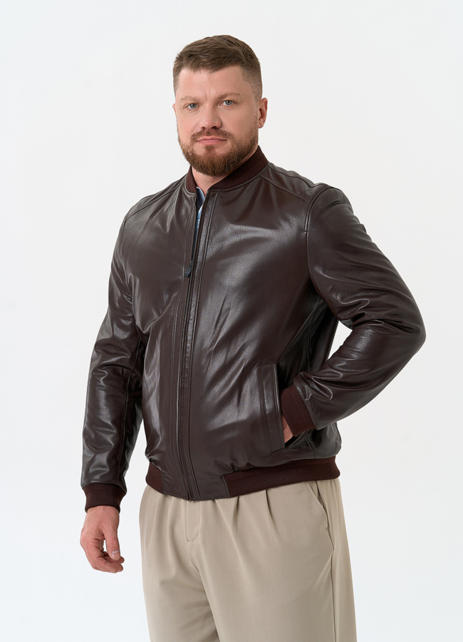 Мужская куртка бомбер из натуральной кожи модель № 32549 универмаг малина