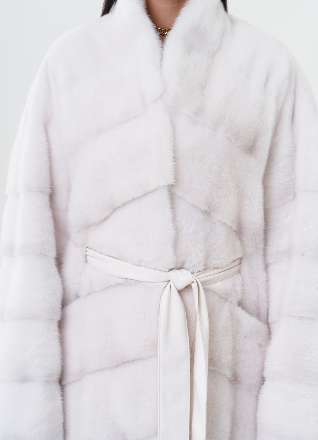 Шуба из меха норки с воротником шаль модель № 29527 универмаг малина