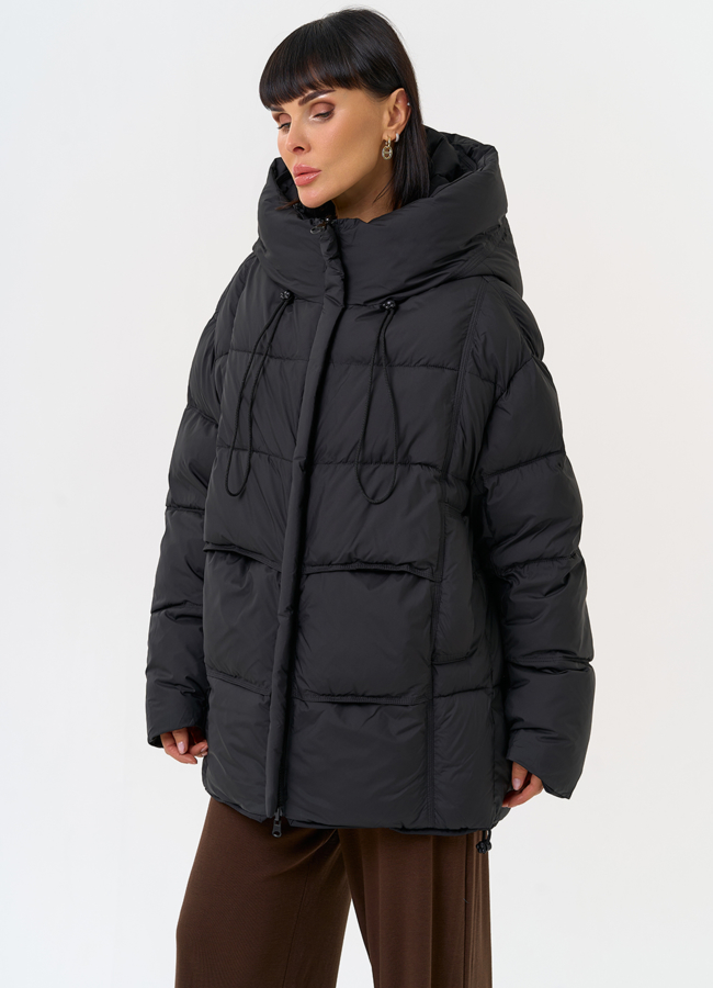 Двухсторонний женский пуховик с капюшоном модель № 31595 в рассрочку