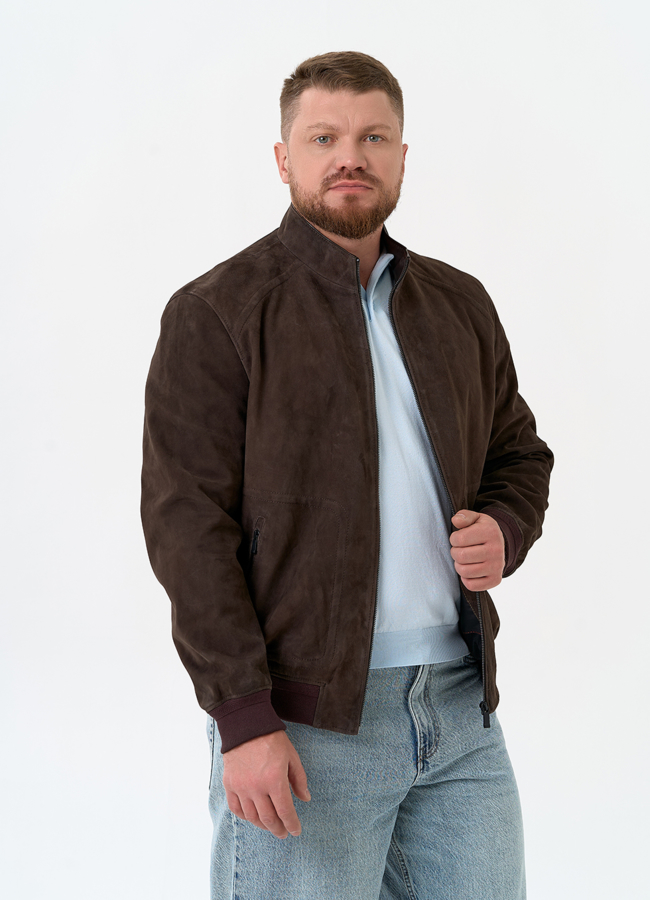 Мужская куртка бомбер из натуральной замши модель № 32550 универмаг малина