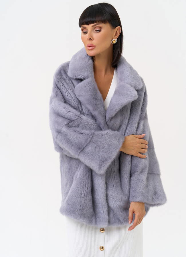 фото Куртка из меха норки с английским воротником модель № 26082