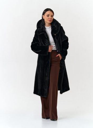 Шуба из меха норки с капюшоном