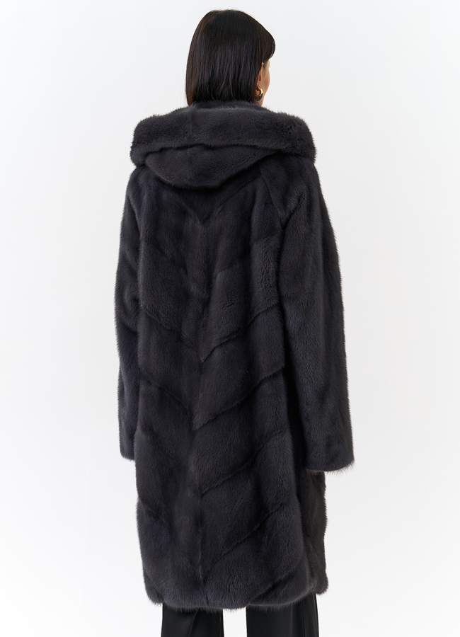 фото Женская шуба в сером цвете модель № 24809