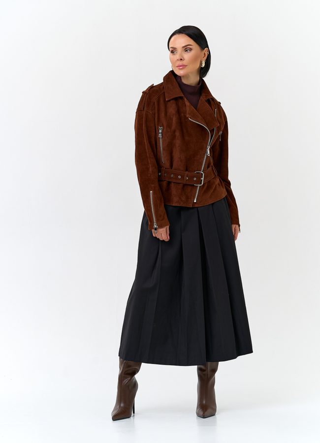 Куртка из натуральной замши с поясом модель № 29926 в кредит