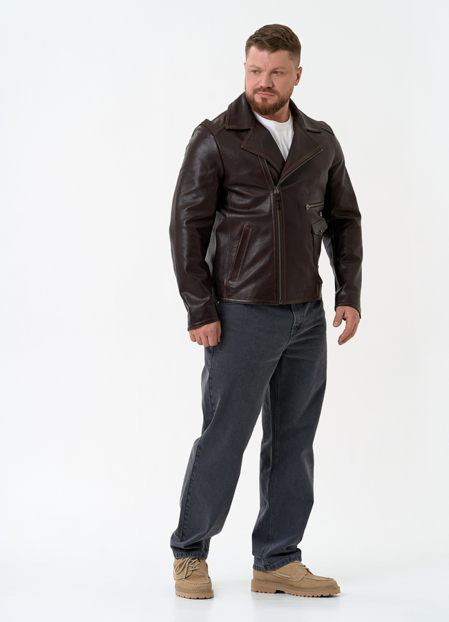 Мужская куртка косуха из натуральной кожи модель № 32863 в кредит