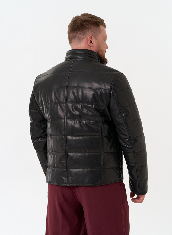 Мужская куртка из натуральной кожи с воротником стойкой