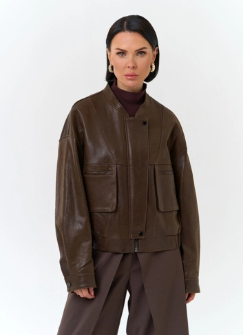Женская куртка бомбер из натуральной кожи
