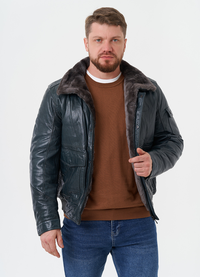 Утепленная куртка из натуральной кожи модель № 28091 универмаг малина